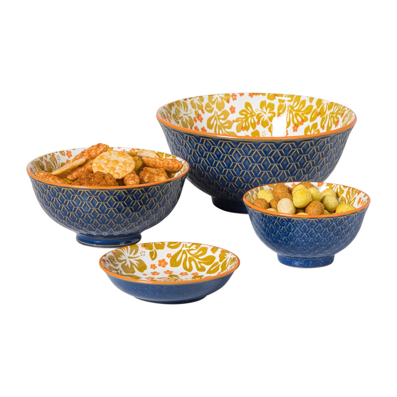 Schaaltje Anouk middel - blauw/geel - ø12x5.8 cm