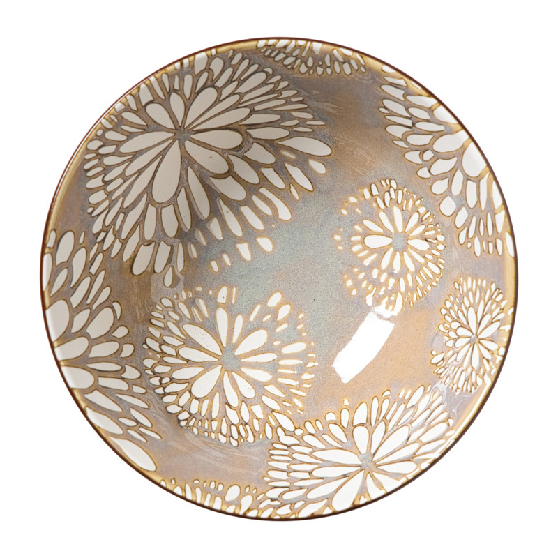 Schaaltje Alise groot - oranje/groen - ø15.5x7 cm