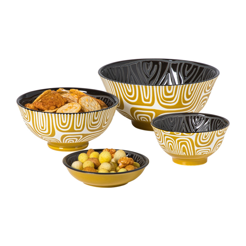 Schaaltje Amy middel - geel/blauw - ø12x5.8 cm