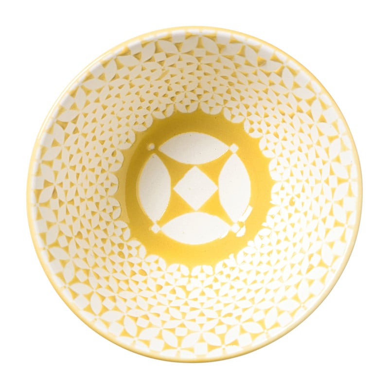 Schaaltje Aniek klein - bordeauxrood/geel - ø9x4.6 cm