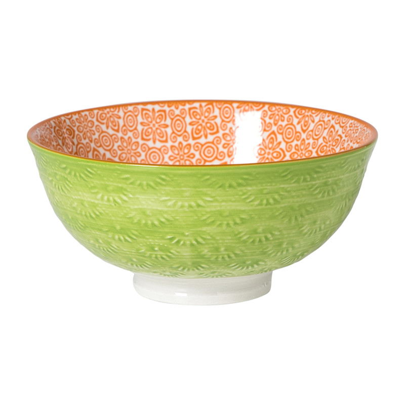 Schaaltje Anke middel - groen/oranje - ø12x5.8 cm