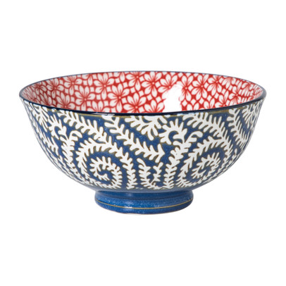 Schaaltje Amily middel - donkerblauw/rood - ø12x5.8 cm