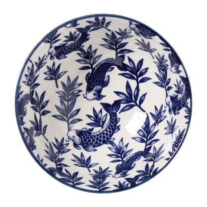Schaaltje print vis - blauw/wit - ø12x5.7 cm