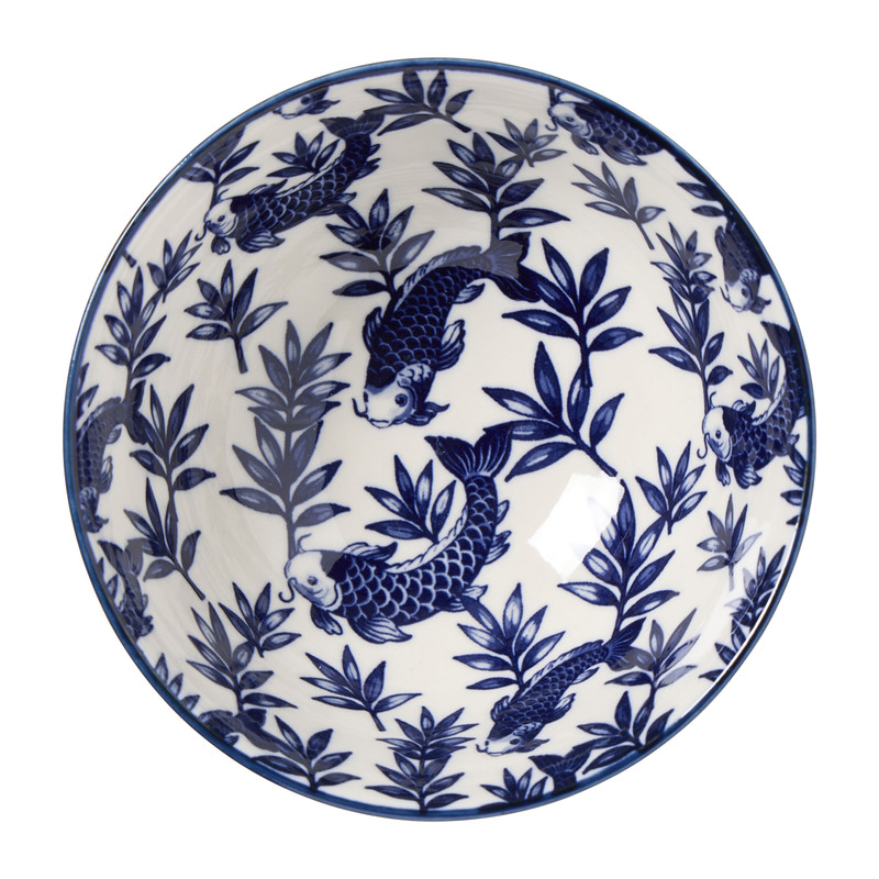 Schaaltje print vis - blauw/wit - ø12x5.7 cm