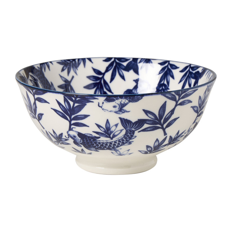 Schaaltje print vis - blauw/wit - ø12x5.7 cm