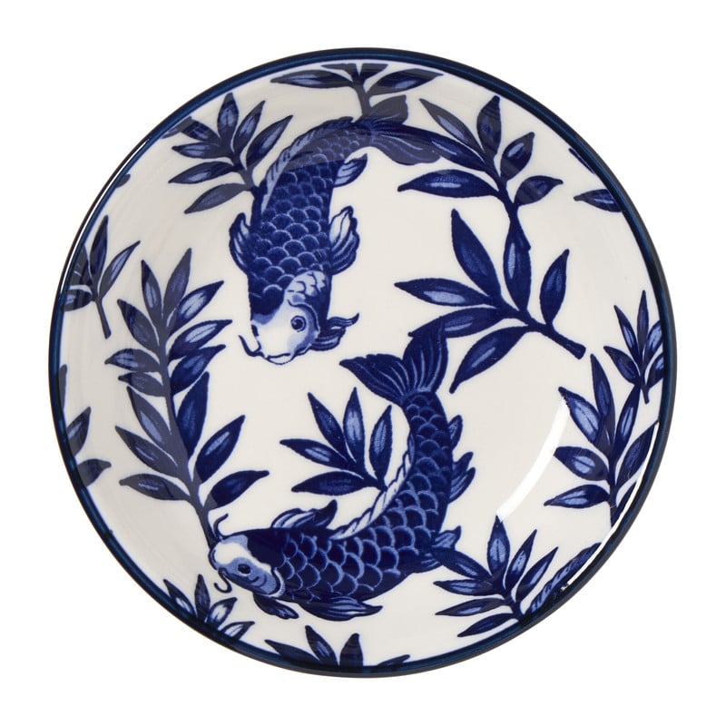 Schoteltje print vis - blauw/wit - ø9.5x2.5 cm