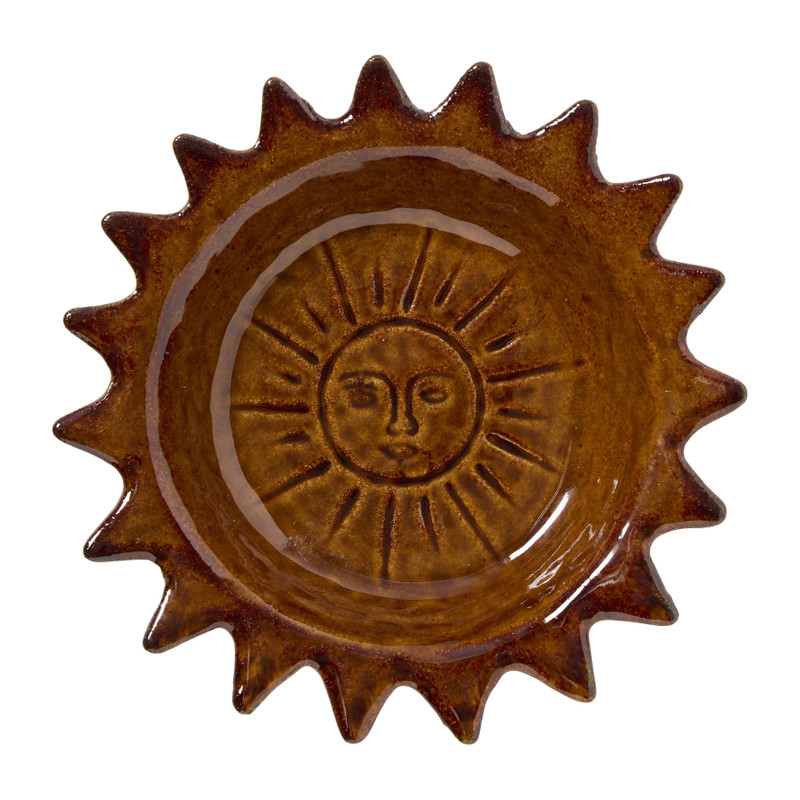 Deco schaaltje zon - bruin - ø18x3.7 cm