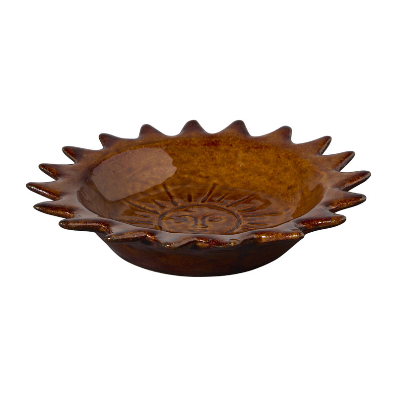 Deco schaaltje zon - bruin - ø18x3.7 cm