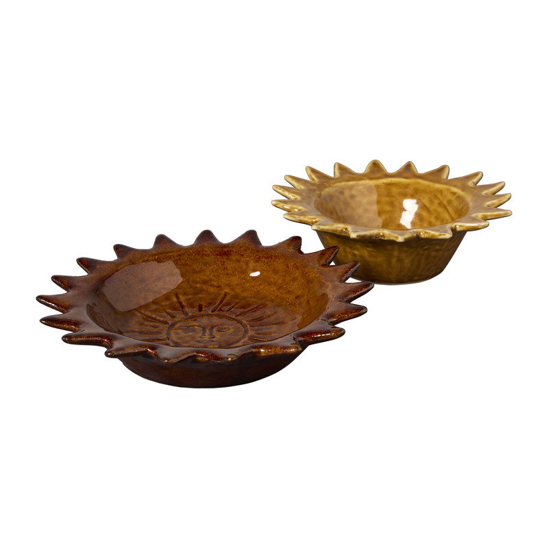 Deco schaaltje zon - bruin - ø18x3.7 cm