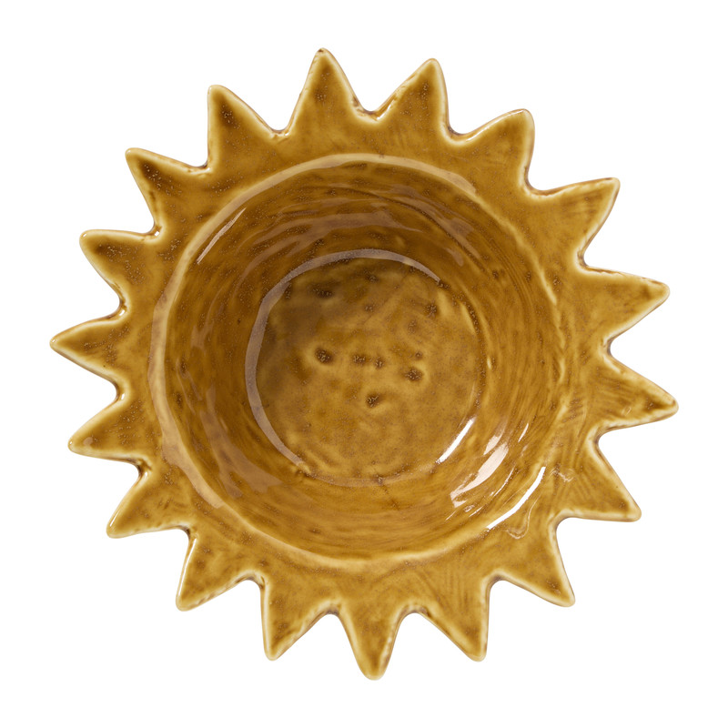 Deco schaaltje zon - bruin/wit - ø15.7x5.1 cm