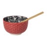 Schaaltje met eetstokjes - rood/zwart - ø15x8.8 cm 