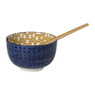 Schaaltje met eetstokjes - geel/blauw - ø15x8.8 cm 