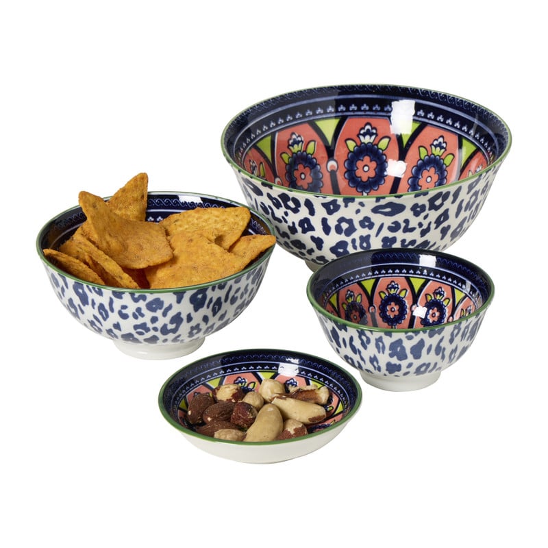 Schaaltje klein Bella - blauw/roze - ø9x4.6 cm