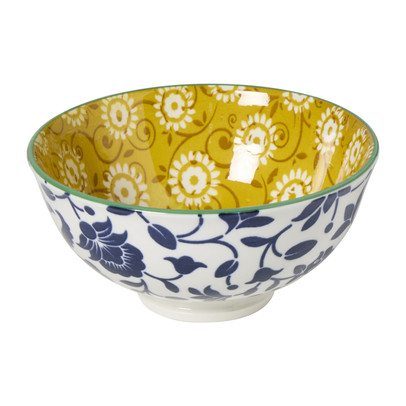 Schaaltje middel Bianca - geel/blauw - ø12x5.8 cm