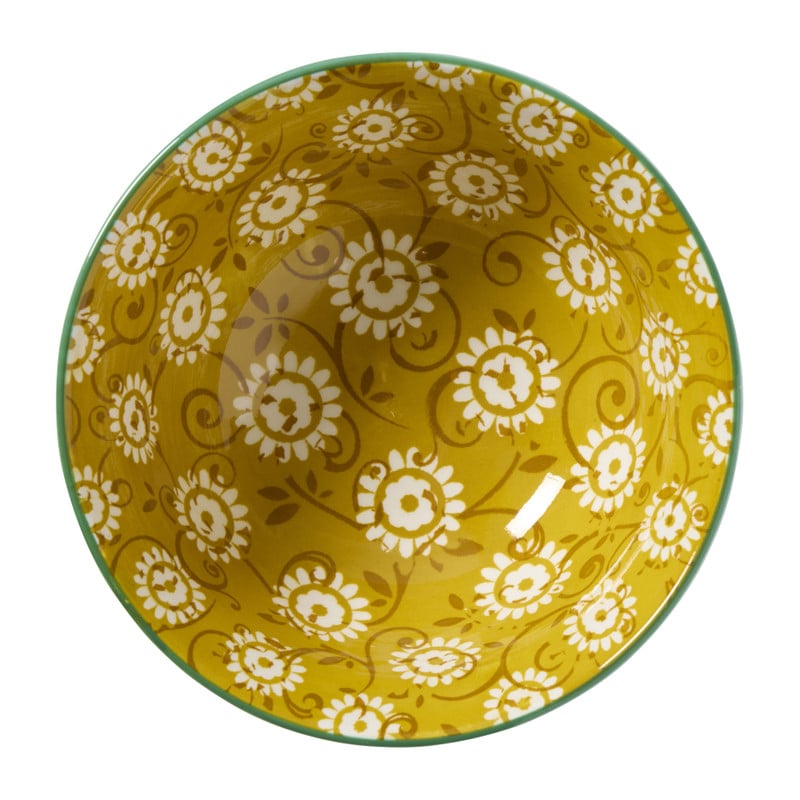 Schaaltje groot Bianca - geel/blauw - ø15.5x7 cm