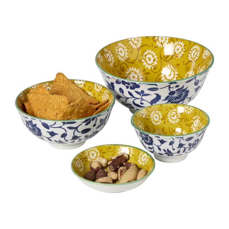 Schoteltje Bianca - geel/blauw - ø9.7x2.5 cm