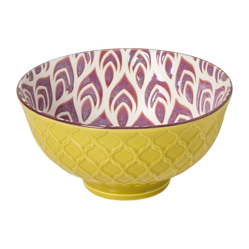 Schaaltje middel Bo - geel/paars - ø12x5.8 cm