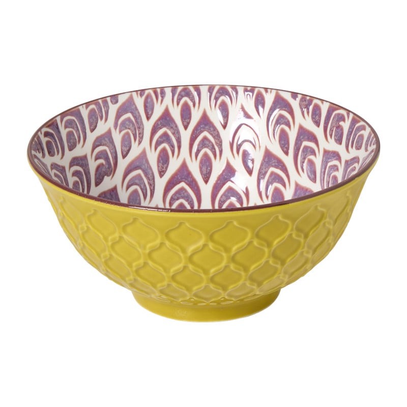 Schaaltje groot Bo - geel/paars - ø15.5x7 cm