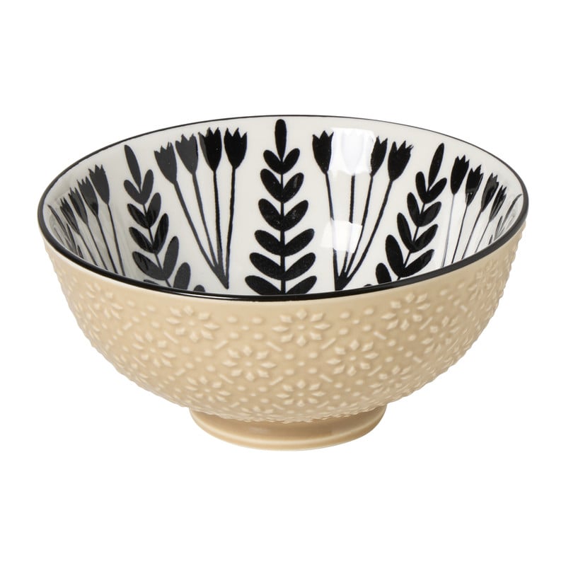 Schaaltje middel Bente - beige/zwart - ø12x5.8 cm