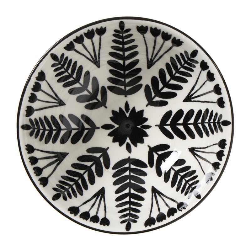 Schaaltje middel Bente - beige/zwart - ø12x5.8 cm