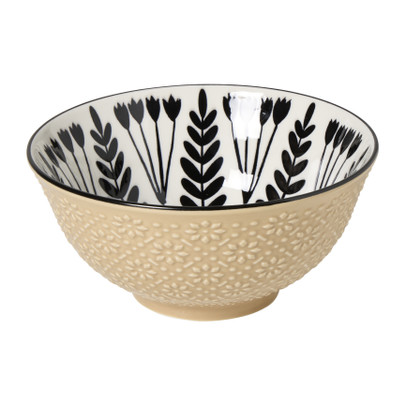 Schaaltje groot Bente - beige/zwart - ø15.5x7 cm