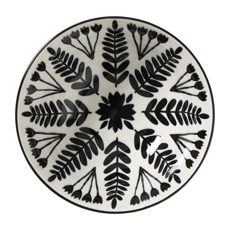 Schaaltje groot Bente - beige/zwart - ø15.5x7 cm