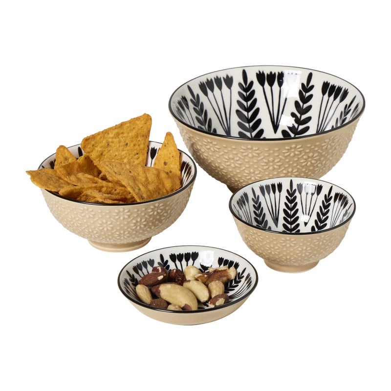 Schoteltje Bente - beige/zwart - ø9.7x2.5 cm