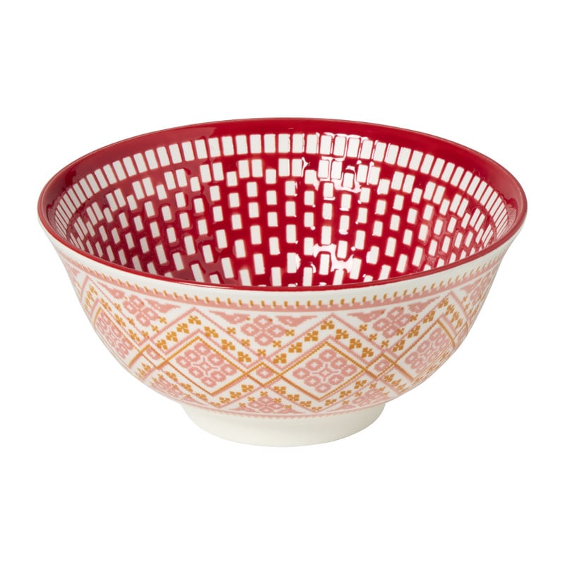 Schaaltje groot Bibi - roze/rood - ø15.5x7 cm