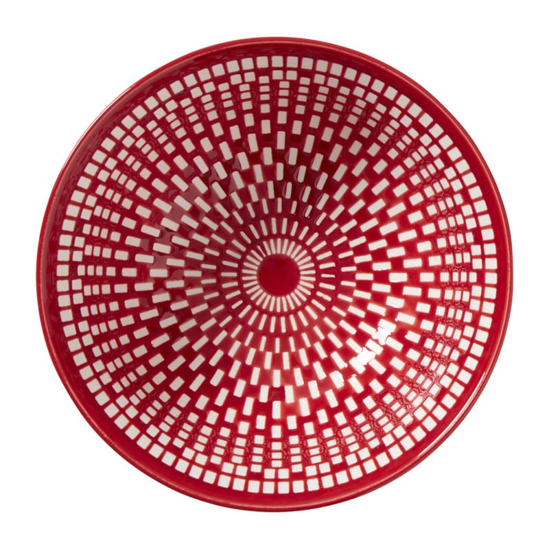 Schaaltje groot Bibi - roze/rood - ø15.5x7 cm