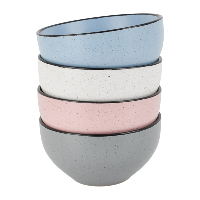 Schaal gespikkeld zwarte rand - diverse kleuren - ø14 cm