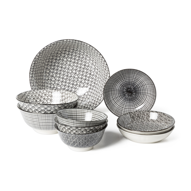 Schaal black print - diverse varianten - ø14x3.5 cm 