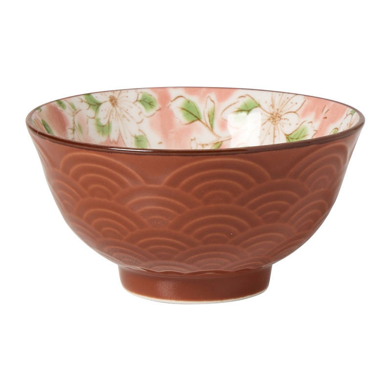 Schaaltje Cleo klein - bruin/roze - ø9x4.6 cm