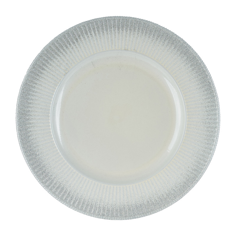 Onderbord wit met zilveren glitters - ⌀33 cm 