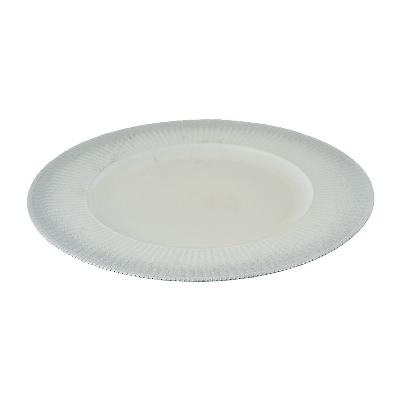 Onderbord wit met zilveren glitters - ⌀33 cm 