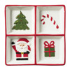 Schaaltje 4 vaks kerst - wit/groen/rood - 20x20x3 cm