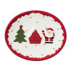 Bord ovaal kerst - wit/rood/groen - 30.5x25x2.5 cm