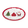 Bord ovaal kerst - wit/rood/groen - 30.5x25x2.5 cm