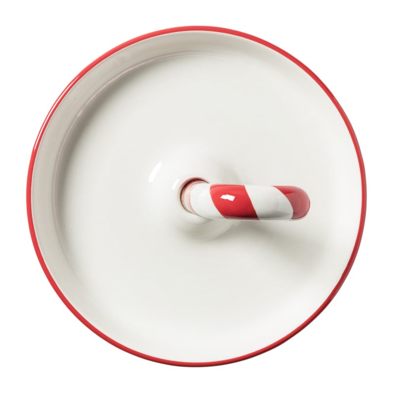 Serveerschaal candy cane - wit/rood - ø20x13 cm