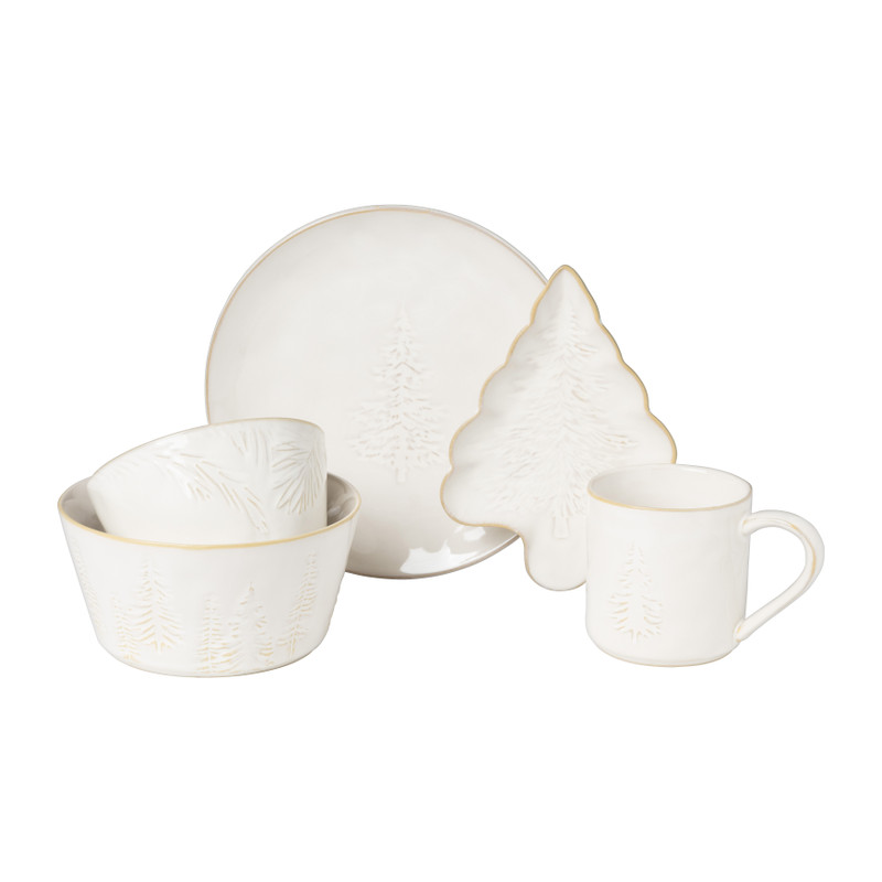 Ontbijtbord kerstboom - wit - ø21