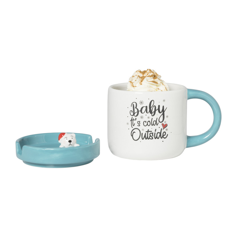 Mok It's Cold Outside - blauw - 12.5x14.7x10.3 cm