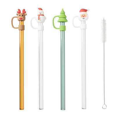 Rietjes kerst glas - set van 4 - ø1x20 cm