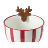 Kom candy cane met rendier - wit/rood - ø12x8 cm