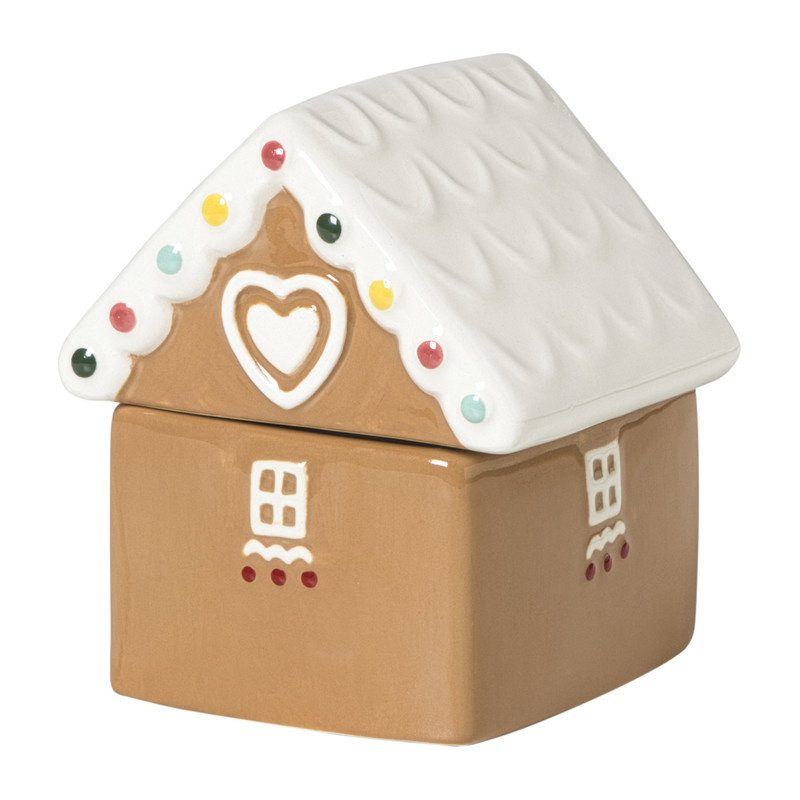 Pot gingerbread huisje - bruin - 11.2x10.3x12.7 cm