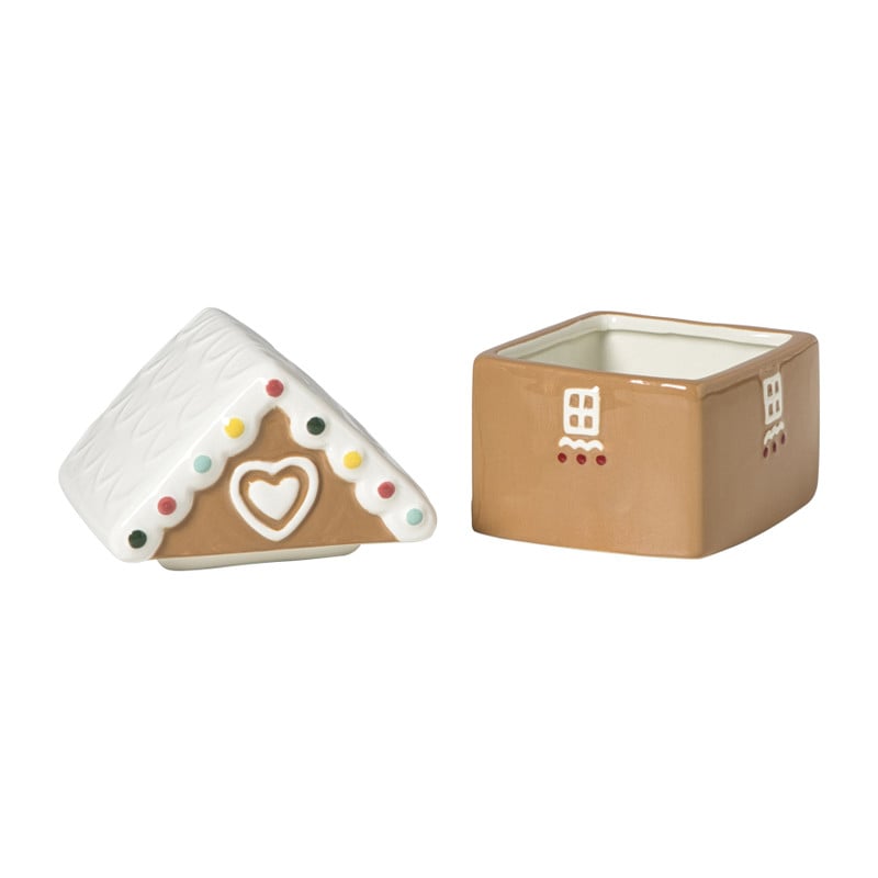 Pot gingerbread huisje - bruin - 11.2x10.3x12.7 cm