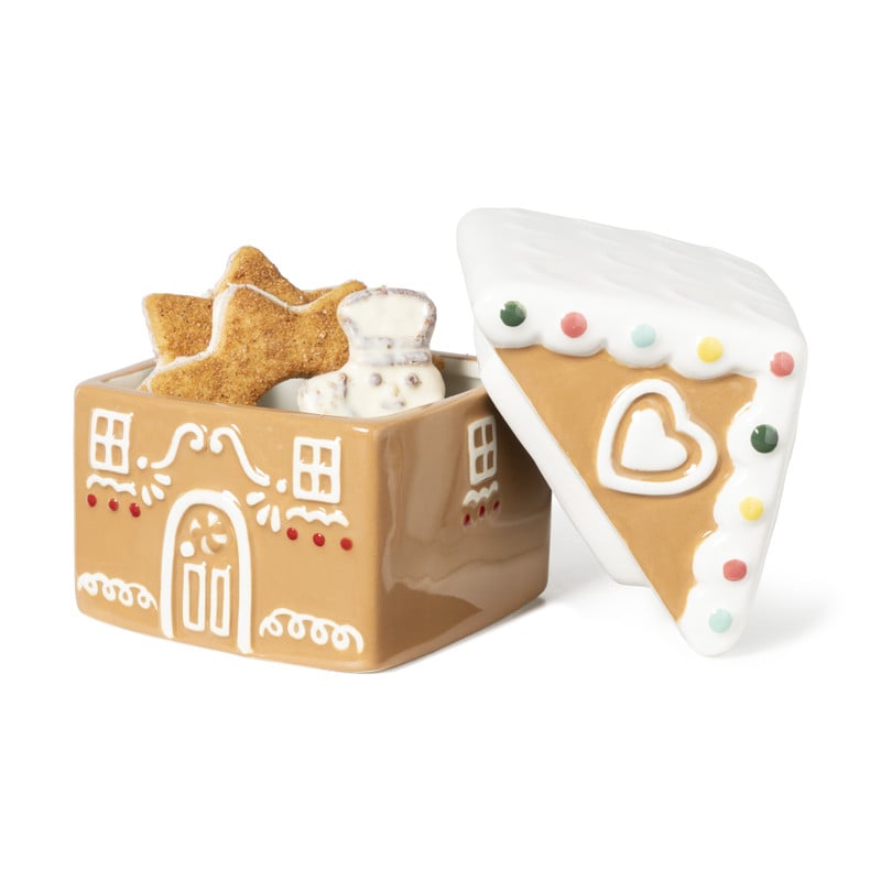 Pot gingerbread huisje - bruin - 11.2x10.3x12.7 cm