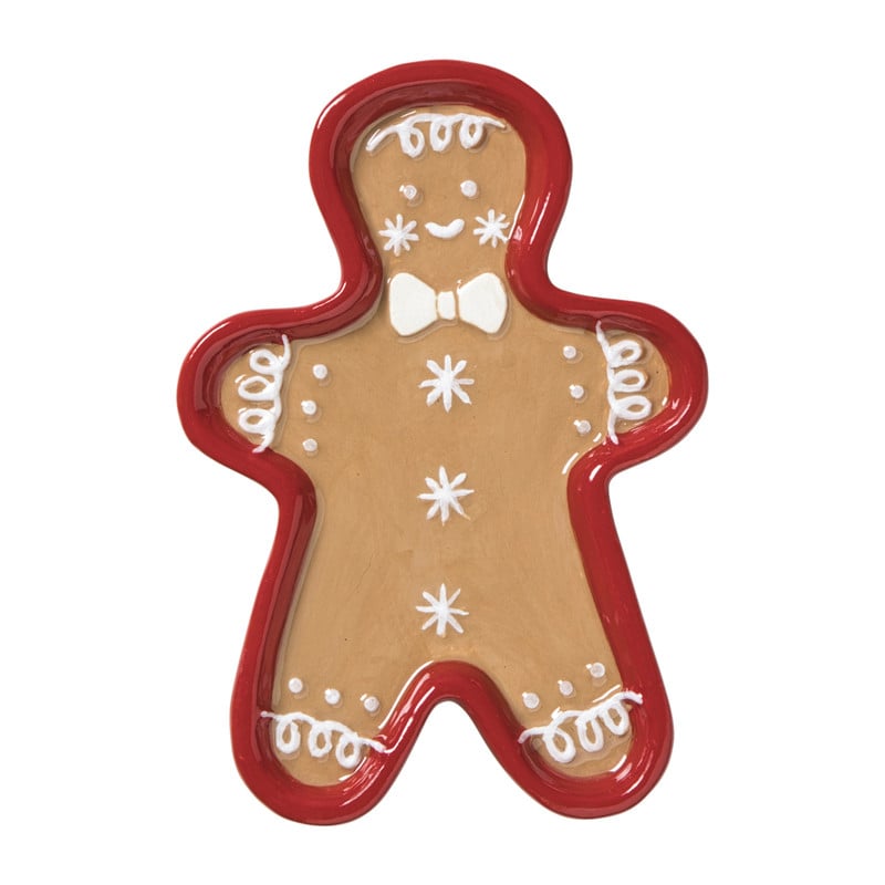 Schaaltje gingerbread mannetje - bruin/rood - 1.5x13.3x9.3 cm