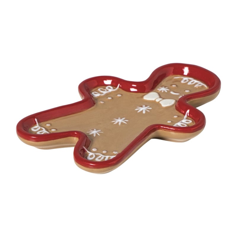 Schaaltje gingerbread mannetje - bruin/rood - 1.5x13.3x9.3 cm