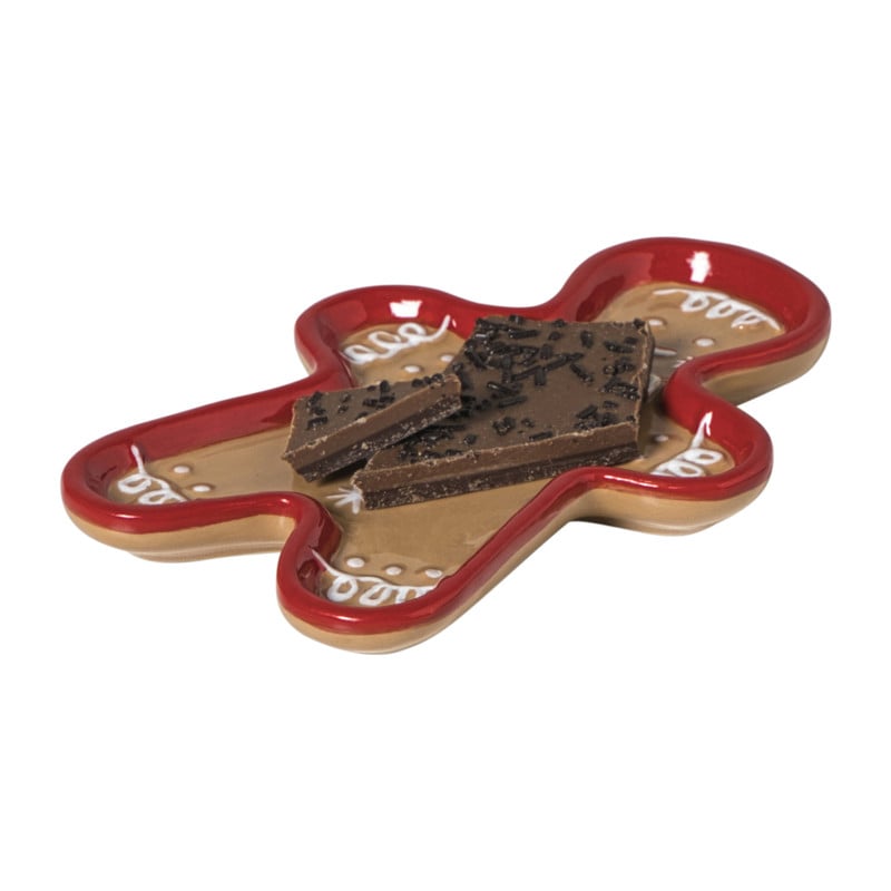 Schaaltje gingerbread mannetje - bruin/rood - 1.5x13.3x9.3 cm