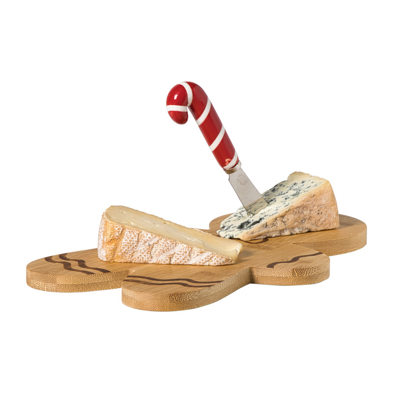 Plankje met mes gingerbread - bruin/rood - 19.7 cm