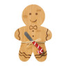 Plankje met mes gingerbread - bruin/rood - 19.7 cm